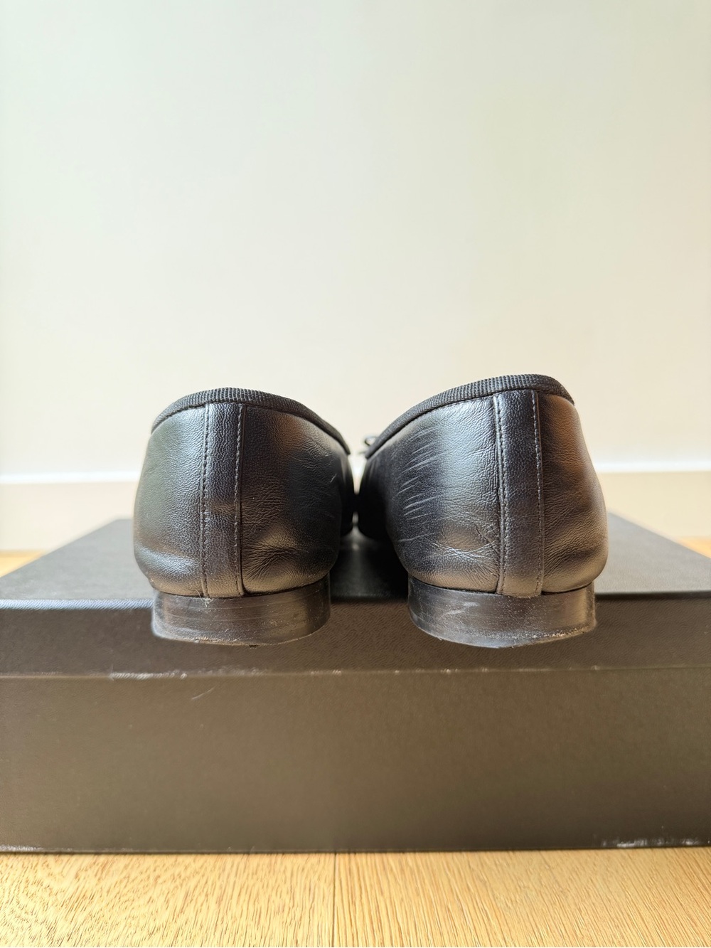 CHANEL Black Ballet Flats with Patent Cap Toe - Picture 7 of 9
